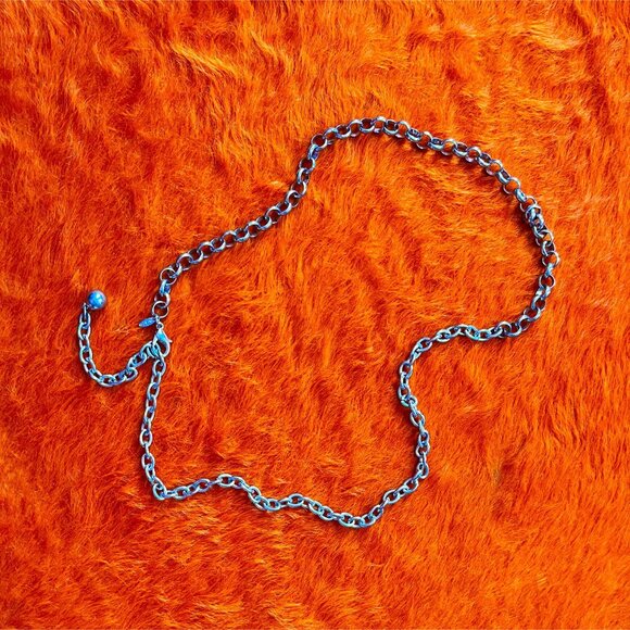 Vintage Accessories - 90s vintage metal rolo link chain belt silver wallet chain 1990s